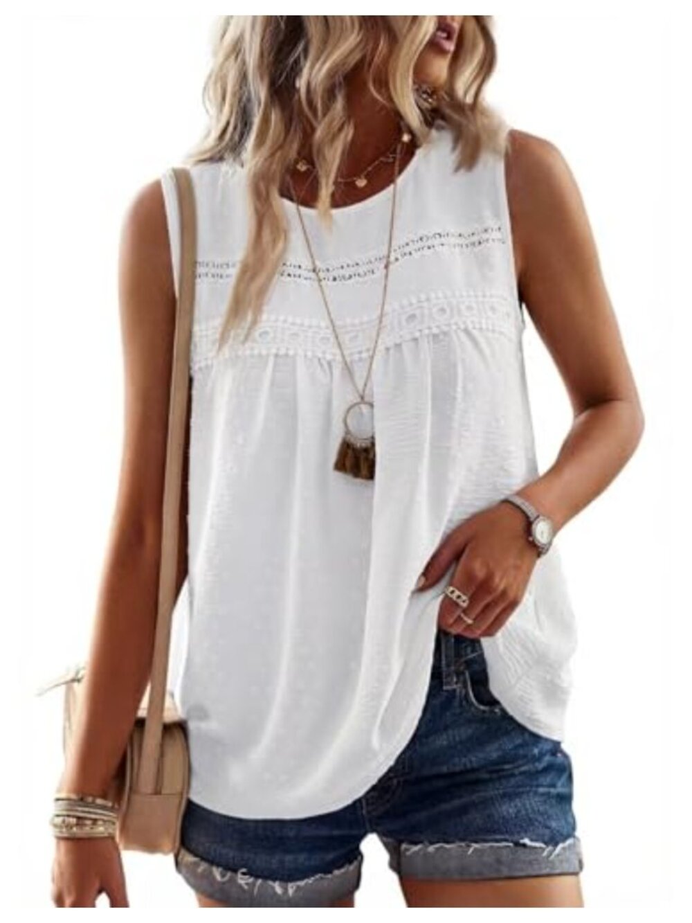 Tank Tops for Women Swiss Dots Loose Fit